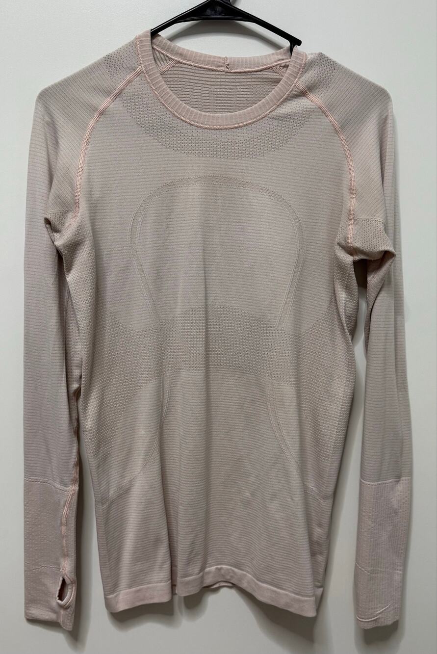 Lululemon long sleeve light pink swiftly Tech crew neck size 8